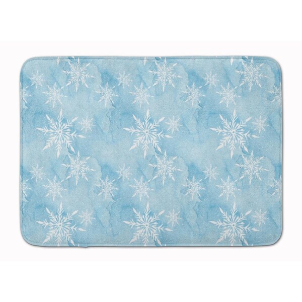 Carolines Treasures Watercolor Snowflake on Light Blue Machine Washable Memory Foam Mat BB7552RUG - main